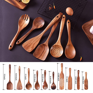 Cucharas de Cocina de Madera, Utensilios de Cocina Antiadherentes, Utensilios de Cocina de Madera de Teca 100% Natural, Fabricantes de Utensilios de Cocina - Product Image 6