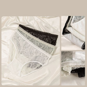 100% Baumwolle Ice Sexy Slips Atmungsaktive weiche Blumen Strick höschen Hohe Elastizität Alltags stil Ersatz unterwäsche - Product Image 4