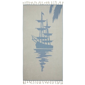 Toalla de Playa Turca Caribeña con Diseño Jacquard, Color Verde Azulado, 36x66 pulgadas - Product Image 3
