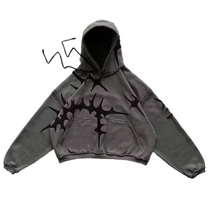 เสื้อฮู้ดดี้ผ้าฝรั่งเศสเทอร์รี่เนื้อหนาคุณภาพสูง ดีไซน์วินเทจแบบย้อมสีด้วยกรด ทรงปกติ ระบายอากาศได้ดี เหมาะสำหรับฤดูหนาว สีพื้น - Product Image 1