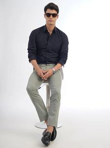 Pantalones de Hombre a Cuadros Personalizados, Ajustados, de Algodón, Formales, para Trabajo, Negocios, Color Negro, Vino Tinto, Pantalones Chinos de Moda, Finos y de Lujo - Product Image 5