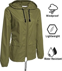 Chaqueta cortavientos empacable de lona estampada acolchada ligera para mujer con capucha impermeable y resistente al viento impermeable para exteriores - Product Image 2
