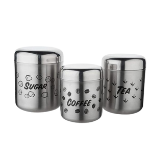 High On Demand <b>Set</b> of Three White Painted Metal Metal <b>Canister</b> Stainless Steel Storage <b>Canister</b> at Wholesale Price - Product Image 4