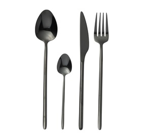 Cubiertos de Acero Inoxidable con Mango Negro Estilo Antiguo, Fabricación y Exportación a Precio Económico - Product Image 1