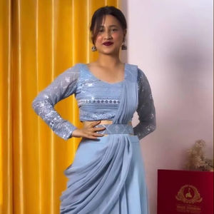 Wholesale Designer Party Wear Faux Georgette Beautiful Sequence Embroidered Work Choli and Sharara With Fancy Dupatta Set - Product Image 1