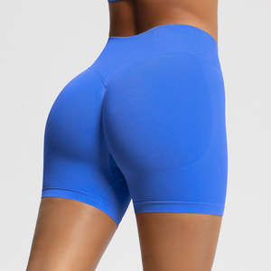 High Waist Seamless Quick Dry Breathable Four-Way <b>Stretch</b> Yoga <b>Shorts</b> for Women Solid Color Gym Pants High Quality Sports - Product Image 3