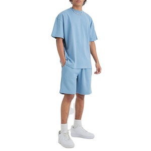 100% Cotton Wholesale Best Selling Custom Material Oversize Drop Shoulder Plain Breathable Custom Logo Men's <b>Twinset</b> - Product Image 2