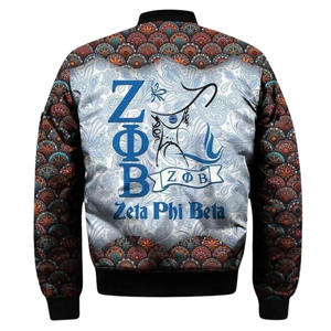 Giacca da Sorority Zeta Phi Beta in Raso Blu e Bianco per Donne, Stile Varsity con Ricamo dello Scudo ZPB 1920, Abbigliamento Greco Premium - Product Image 2