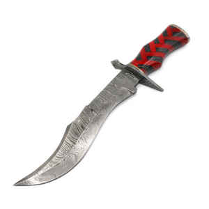 Cuchillo Bowie personalizable para exteriores, acero de Damasco con mango de madera, cuchillos de caza y acampada - Product Image 1