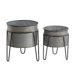 Pots de fleurs en métal galvanisé faits à la main nouvelle condition Pot de fleur décoratif pour la maison Garden Party Floor Use Design Shape - Product Image 3