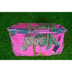 อินเดียผ้าฝ้ายทําด้วยมือแต่งหน้าผ้าชุดเครื่องสําอางค์กระเป๋าแป้งคุณภาพดีที่สุดป่าพิมพ์ผ้าฝ้ายกระเป๋ากระเป๋า - Product Image 2