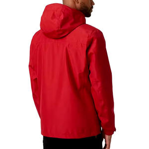 Veste coupe-vent à capuche pour homme, 100% polyester, 3 couches, décontractée, imperméable, fermeture éclair, grande taille, respirante, unie - Product Image 2