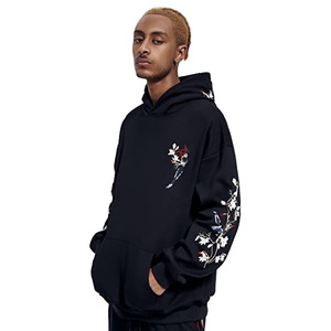 <b>Black</b> 450GSM Puff Printing Heavyweight Screen-print Embroidery DTG Print Oversize Unisex Heavyweight Custom <b>Hoodie</b> for Men Women - Product Image 5