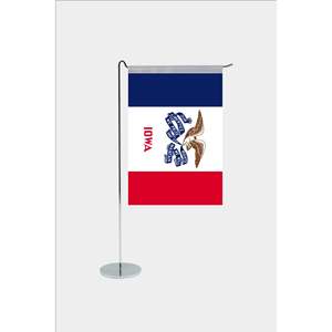 Drapeau de bureau en forme de L de l'État de l'Iowa, 3x5 pieds, avec logo personnalisé, impression numérique, en tissu polyester-coton, avec mât en aluminium et fibre de verre - Product Image 1