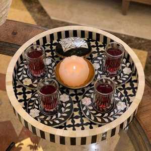 ถาดรองแก้วแม่มุกฝังสำหรับชาและกาแฟสำหรับใช้ในบ้านและร้านอาหาร - Product Image 4