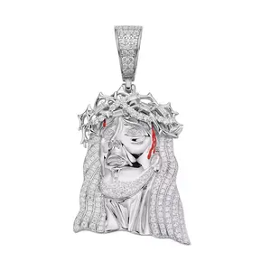 Colgante de Jesús Mini Cristianizado de Hip Hop Premium, Chapado en Oro de 18k, Completamente Adornado con Circonitas, al por Mayor y a Precio Económico - Product Image 3