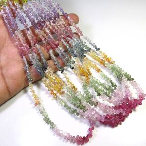 Saphir Briolette perles à facettes 3.50-5mm couleur arc-en-ciel naturel forme de larme 16 "brin 7 brins fabrication de bijoux de haute qualité - Product Image 5