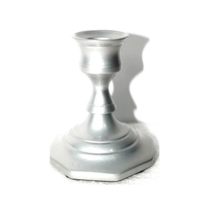 Ensemble de 3 grands bougeoirs argentés brillants bougeoirs coniques en métal élégant dessus décoratif centre de table de salle à manger de mariage - Product Image 4