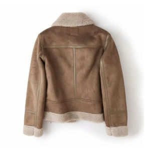 Chaquetas de invierno para mujer, abrigo de una pieza de piel y ante grueso con solapa grande y múltiples inventarios - Product Image 3