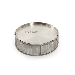 Plateau de service en métal argenté de forme ronde de qualité supérieure pour ustensiles de cuisine - Product Image 6