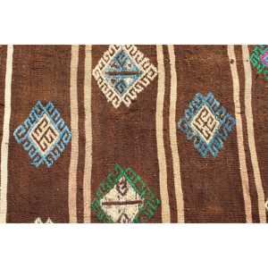 Kilim Rug, 7.7x12.4 ft Turkish Rug, <b>Brown</b> Bordered Rug <b>Wool</b> - Product Image 5