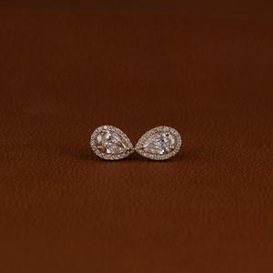 Pendientes de tuerca con estilo de lujo con diamantes cultivados en laboratorio de corte de pera, pendiente de oro de 14KT, regalo de joyería personalizado para mujer, cumpleaños - Product Image 1