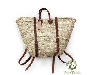 Panier en paille Maya de qualité supérieure - Sac à dos en paille ANIMAL Été 2018 V2 Panier français Panier marocain Sac en paille - Product Image 1