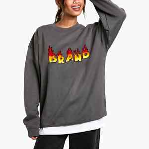 Sweat-shirt surdimensionné pour femme personnalisé anti-boulochage, logo imprimé à l'écran personnalisé, coupe ample, respirant, sweat-shirt pour femme - Product Image 6