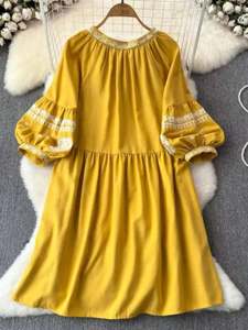 Nuevo aspecto fantástico estilo bohemio bordado Vintage trabajo manual pesado Flare y Puff manga larga ajuste y Flare vestido Ucraniano - Product Image 4