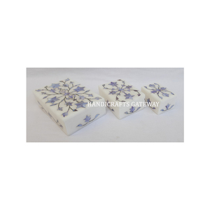 Oeuvre d'incrustation précieuse et florale dernier produit avec décoration de mariage main marbre naturel bleu nacre boîte à bijoux - Product Image 1