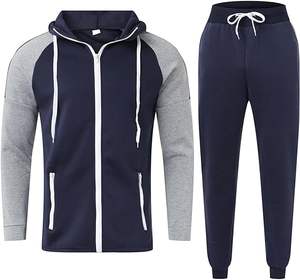 ชุดวอร์มเล่นกีฬาขนแกะ2ชิ้นมีซิปรูดซิปสำหรับผู้ชายมีลายนูนระบายอากาศและเป็นมิตรกับสิ่งแวดล้อมป้องกันการเกิดขน - Product Image 1