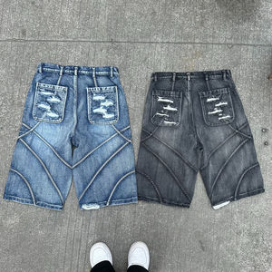 Pantalones vaqueros holgados personalizados para hombres con diseño de rayas, estilo Vintage rasgado, acabado de lavado ácido, ropa de calle de alta calidad al por mayor - Product Image 2