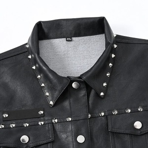 Chaleco de motorista de cuero sólido estilo Punk para hombre con remaches impermeable moda ropa de calle alta chaqueta sin mangas para motociclista - Product Image 6