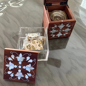 ชุดกล่องเก็บอาหารอะคริลิคทำมือสุดหรูของขวัญพร้อมฝาไม้ปักมุกดีไซน์คลาสสิก - Product Image 1