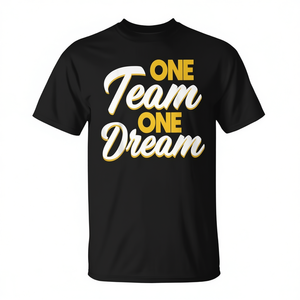 Camiseta One Team One Dream promocional negra para adultos unisex - Product Image 1