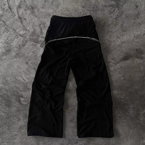 Pantalon de survêtement personnalisé à rivets pour homme, fermeture éclair, strass, impression sur écran, coton lourd, pantalon de survêtement ample en molleton français - Product Image 3