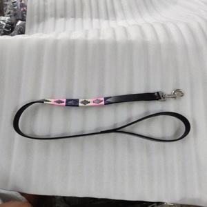 Polo perro plomo cómodo duradero cuero reflectante fuerte cuerda remache práctico accesorio para caminar compañeros caninos - Product Image 2