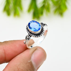 แหวนเพชร iolite ทรงวงรีสีฟ้าสุดหรูสร้างห้องปฏิบัติการแหวนพลอยขนาด10X14มม. ได้รับการรับรอง IGI 925เครื่องประดับชุบเงินสเตอริงเรามีทั้งหมด - Product Image 4