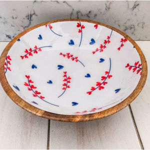 Cuenco de madera de mango redondo con estampado Meena, hecho a mano, tamaño mediano, diseño moderno, ideal para servir y utensilios de cocina - Product Image 5