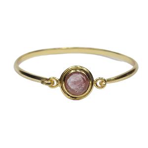 Brazalete de diseñador Vintage de Plata de Ley 925, piedra preciosa de Rodocrosita facetada chapada en oro de excelente calidad para compromiso - Product Image 2