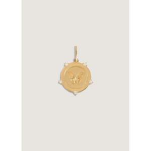 Colgante y Amuleto de Moneda con Mariposa de Diamantes - Product Image 1
