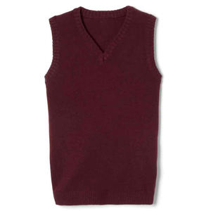 Gilet pull personnalisé pour collège, col en V, 100 % acrylique, anti-boulochage, style unisexe, logo personnalisé, uniforme scolaire sur mesure - Product Image 1