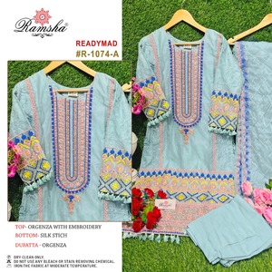 ชุดซอลวาร์จากปากีสถานสำเร็จรูปสำหรับผู้หญิงผ้าโปร่งบางปักสำหรับงานปาร์ตี้งานแต่งงาน - Product Image 6