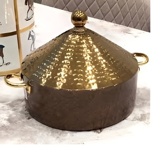 Casserole luxueuse en acier inoxydable fabriquée à la main ustensiles de cuisine Pots de stockage des aliments casserole à Double paroi pour Buffets de mariage - Product Image 1