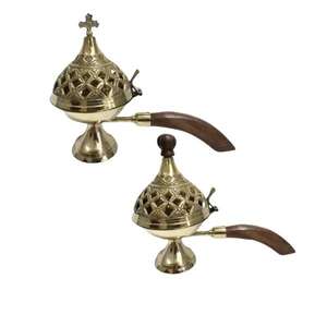 Quemador de Incienso de Latón con Acabado Dorado, Diseño Vintage, Centro de Mesa Decorativo, Fragancia Natural, Incienso de Sándalo Indio - Product Image 4