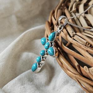 Colgante de plata con Cruz sintética turquesa, colgante de Cruz ligera, el mejor regalo para Christian - Product Image 4