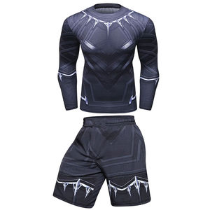 Ensemble d'entraînement MMA personnalisé pour l'hiver, streetwear, rashguard + short de combat, respirant, séchage rapide, vêtements de compression unisexe, 2 pièces - Product Image 3