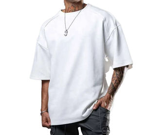 เสื้อฮิปฮอปแขนสองข้างสำหรับผู้ชายเสื้อฮิปฮอปปล่อยไหล่ไซส์พิเศษลำลองลำลอง100% มีกระเป๋าด้านหน้า - Product Image 4