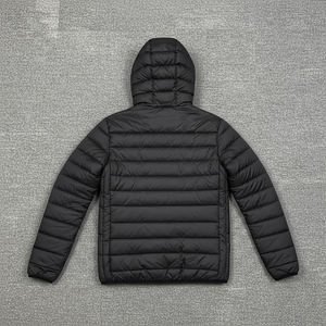 Veste matelassée pour homme en deux tons, tissu 100% polyester, rembourrage en coton, motif uni, style fermeture éclair, capuche, veste à bulles - Product Image 6