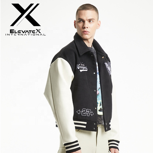 Chaqueta Varsity de Invierno para Hombre, Reversible, Ecológica, con Cuello Alto, Bordado Chenille Vintage con Patrón de Letras, Peso Estándar - Product Image 2
